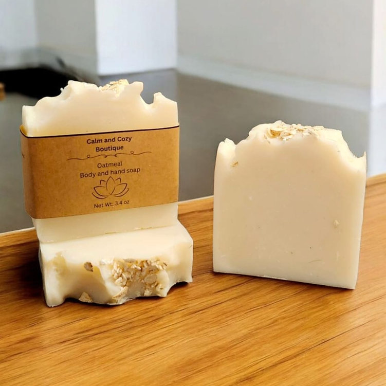 Oatmeal Bar Soap Placed In A Table